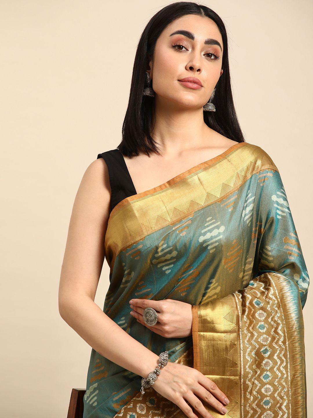 kalyan silks ethnic motifs printed pure silk tussar saree