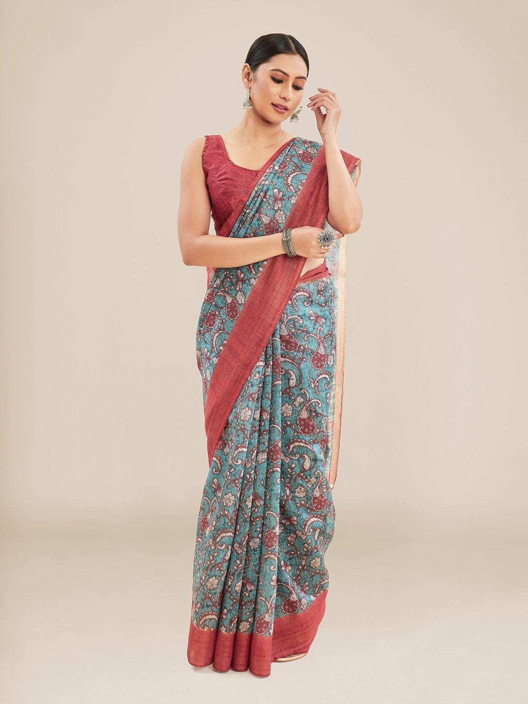 kalyan silks ethnic motifs printed tussar saree