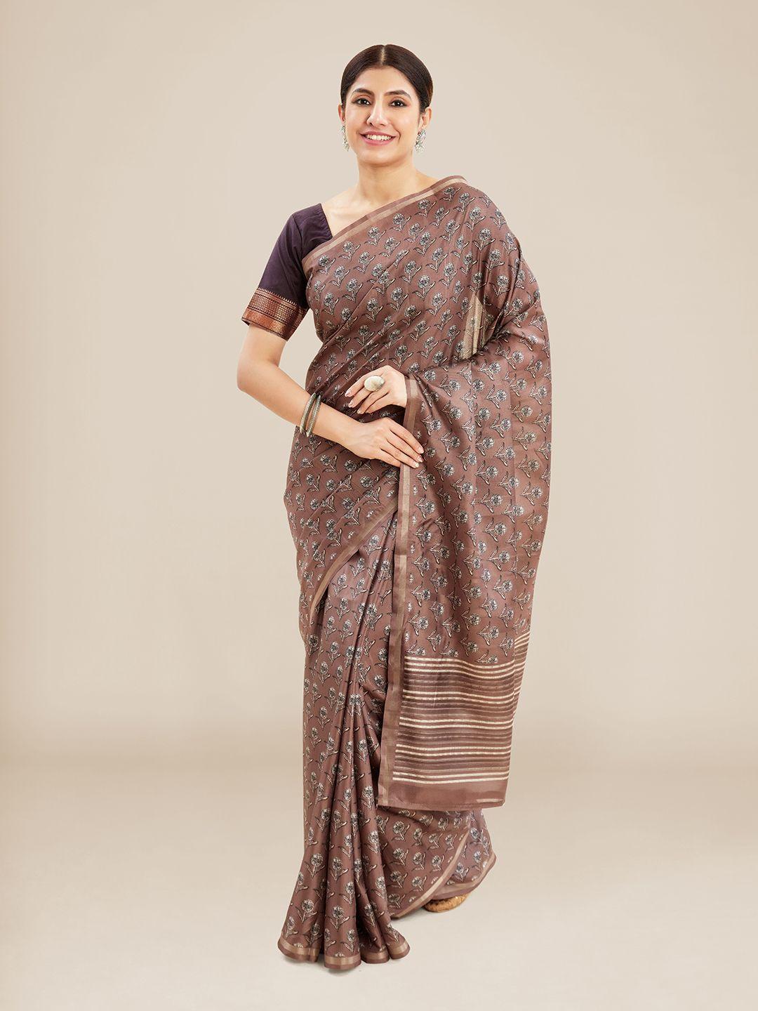kalyan silks ethnic motifs zari tussar saree