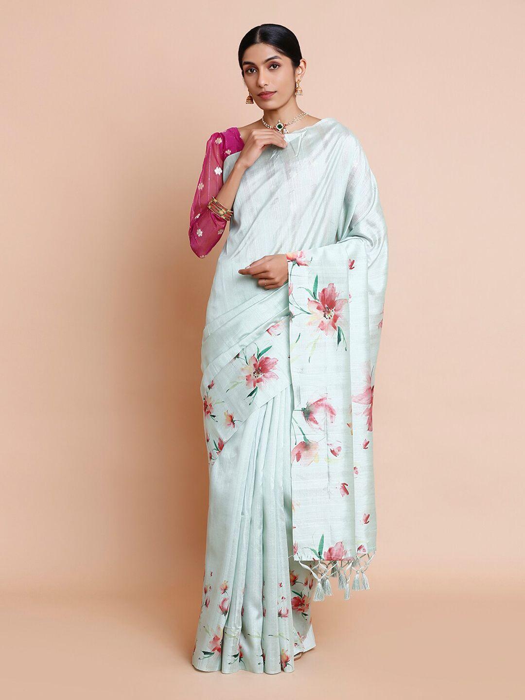 kalyan silks floral printed bagru saree