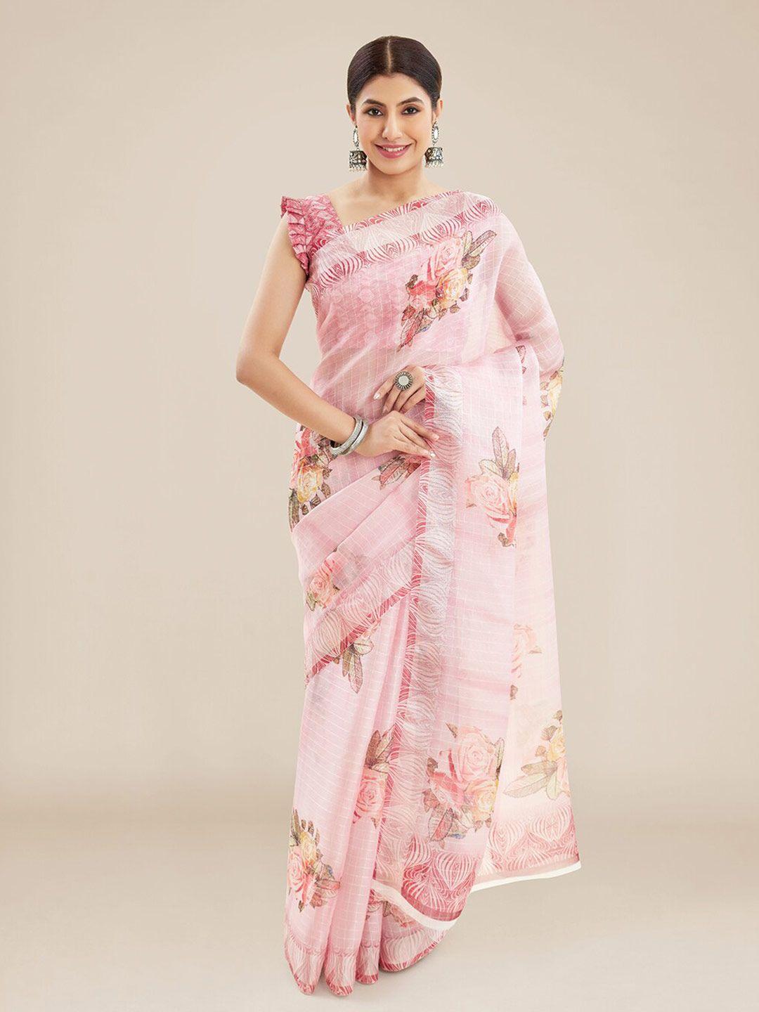 kalyan silks floral printed pure georgette kota saree