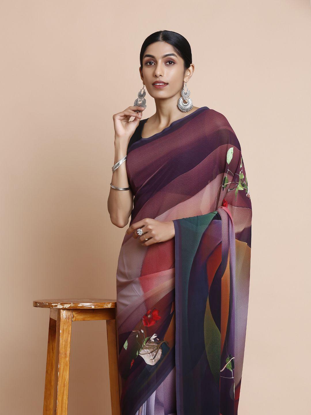 kalyan silks floral printed pure georgette kovai saree