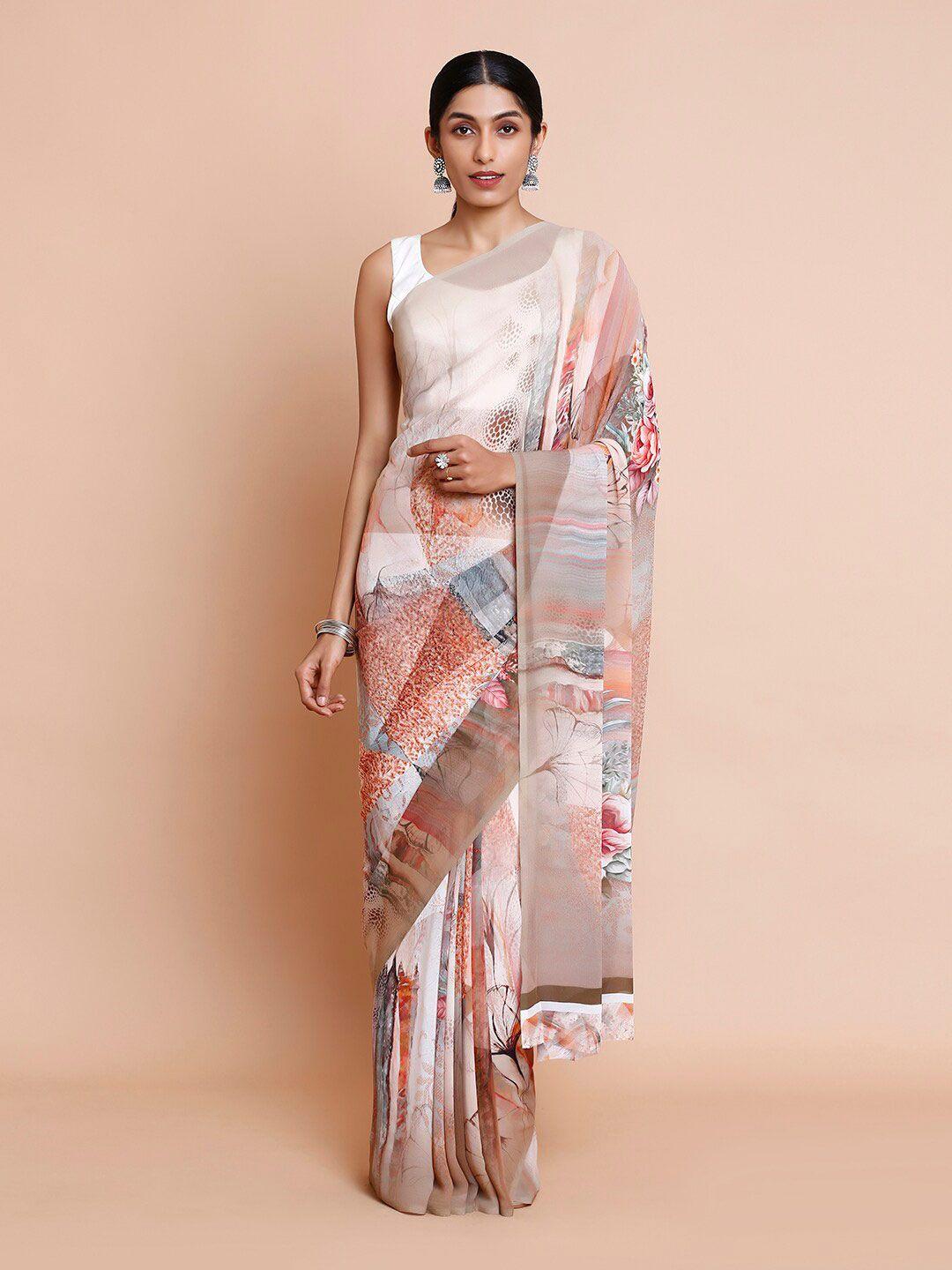 kalyan silks floral printed pure georgette saree