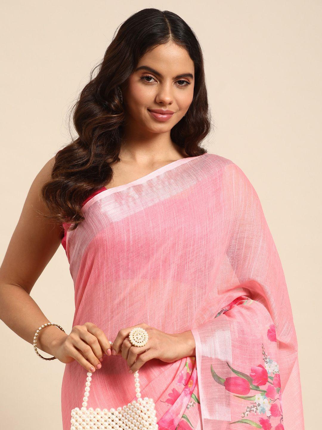 kalyan silks floral pure linen banarasi saree