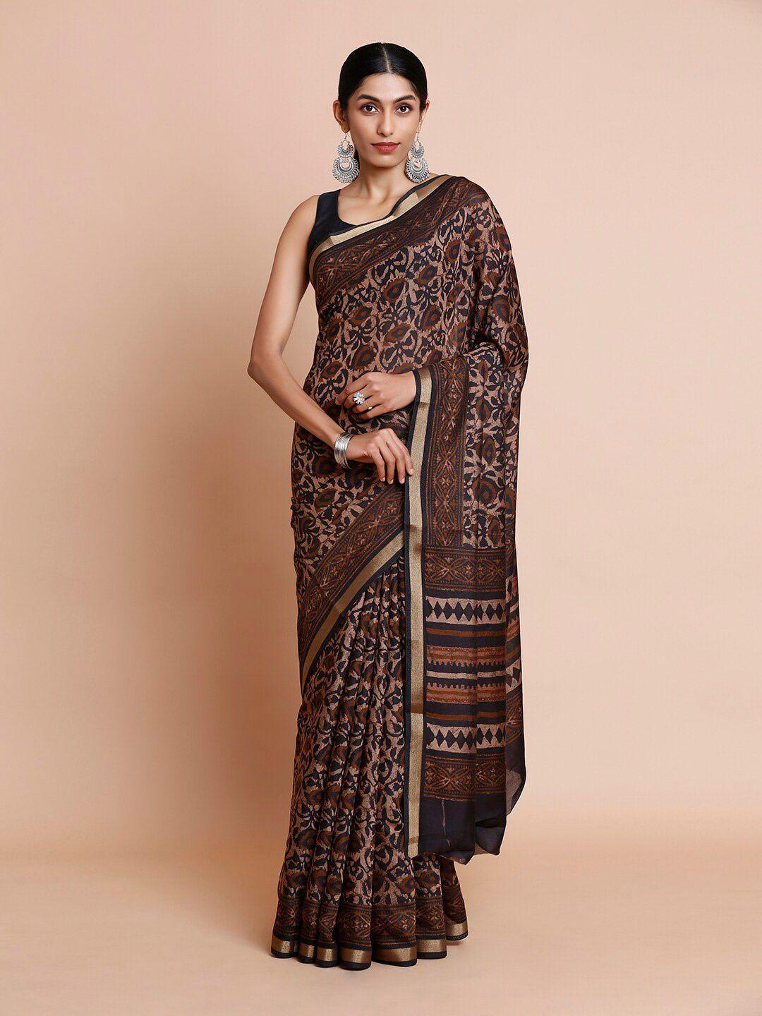 kalyan silks floral zari linen chettinad saree