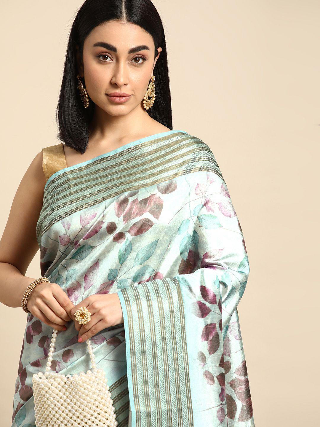 kalyan silks floral zari pure silk tussar saree