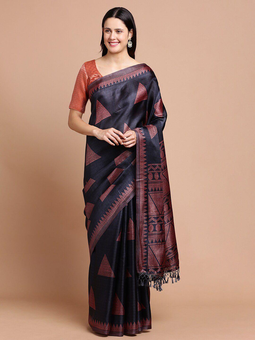 kalyan silks geometric printed silk cotton saree