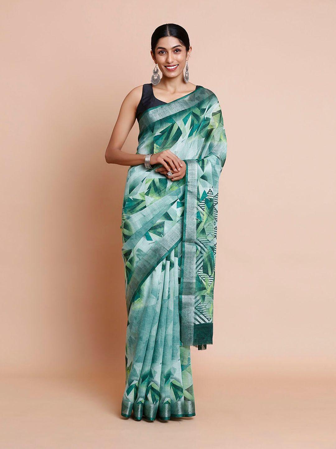 kalyan silks geometric printed zari bagru saree