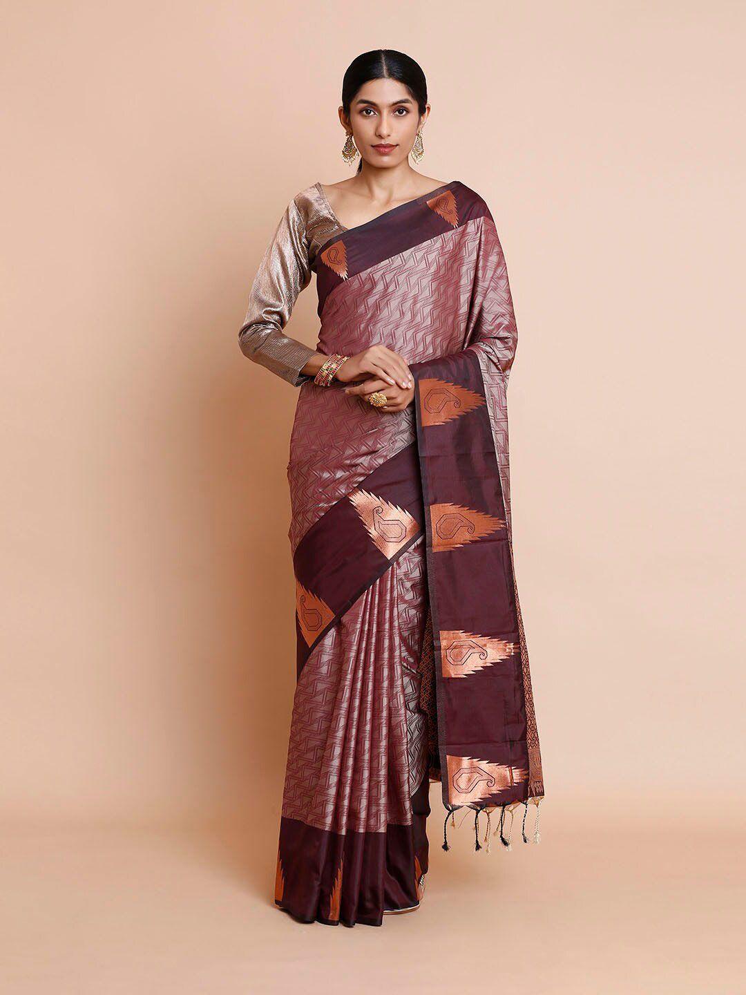 kalyan silks geometric woven design kovai saree with blouse pieces