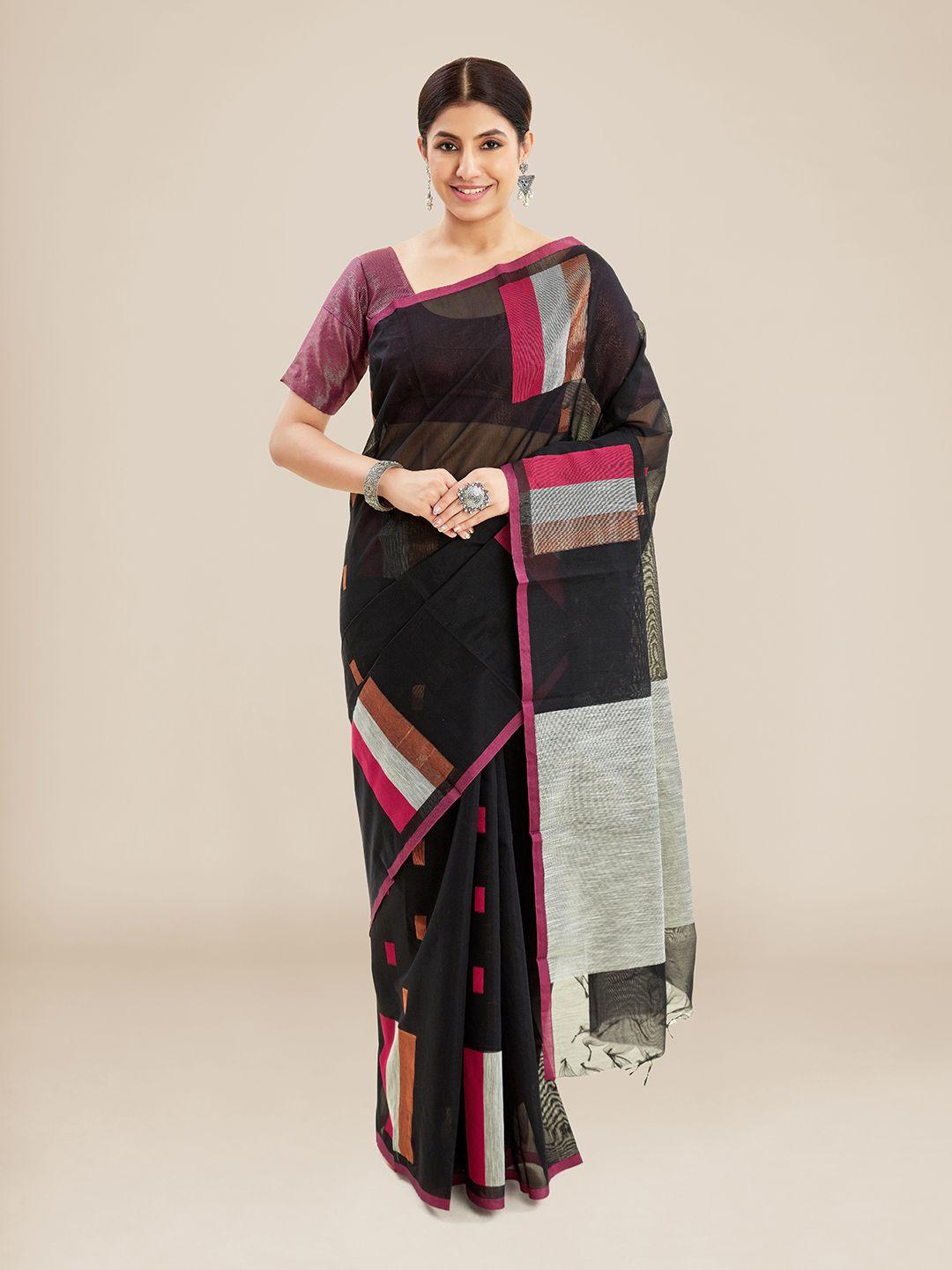 kalyan silks geometric woven design silk cotton chanderi saree