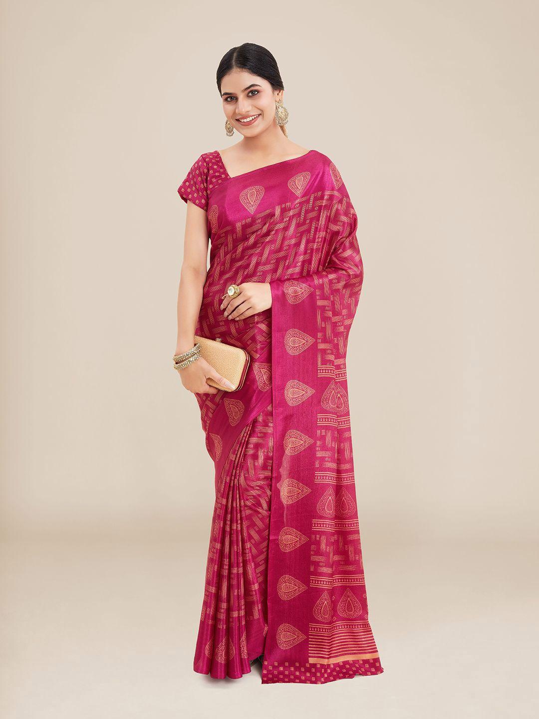 kalyan silks maroon & beige art silk saree