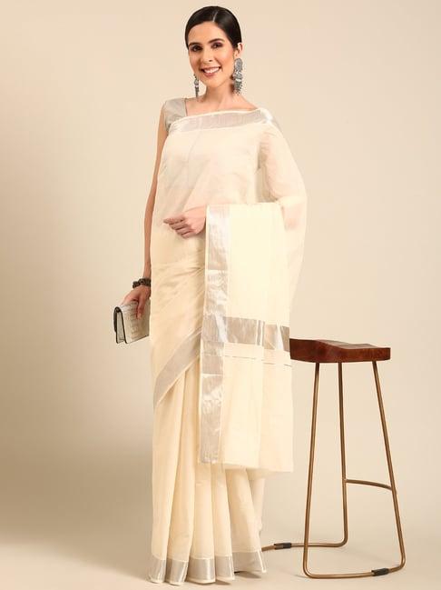 kalyan silks off white saree with blouse