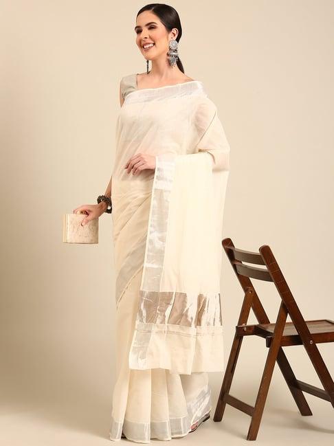 kalyan silks off white saree with blouse