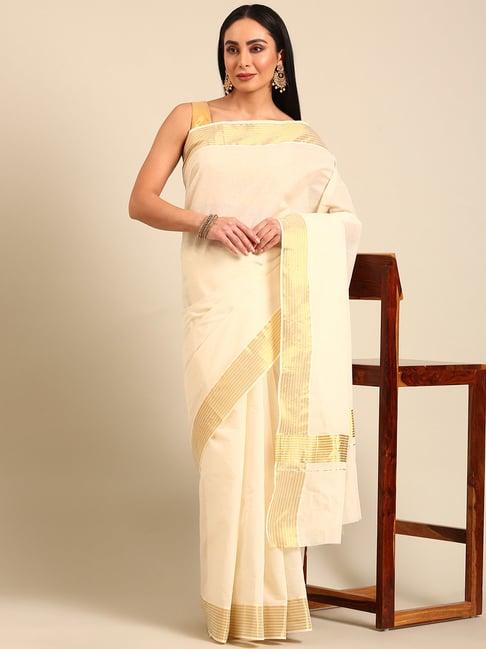 kalyan silks off white saree with blouse