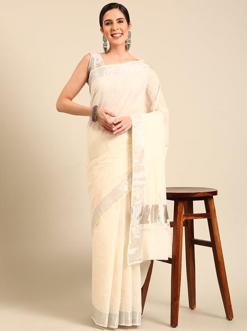 kalyan silks off white saree with blouse