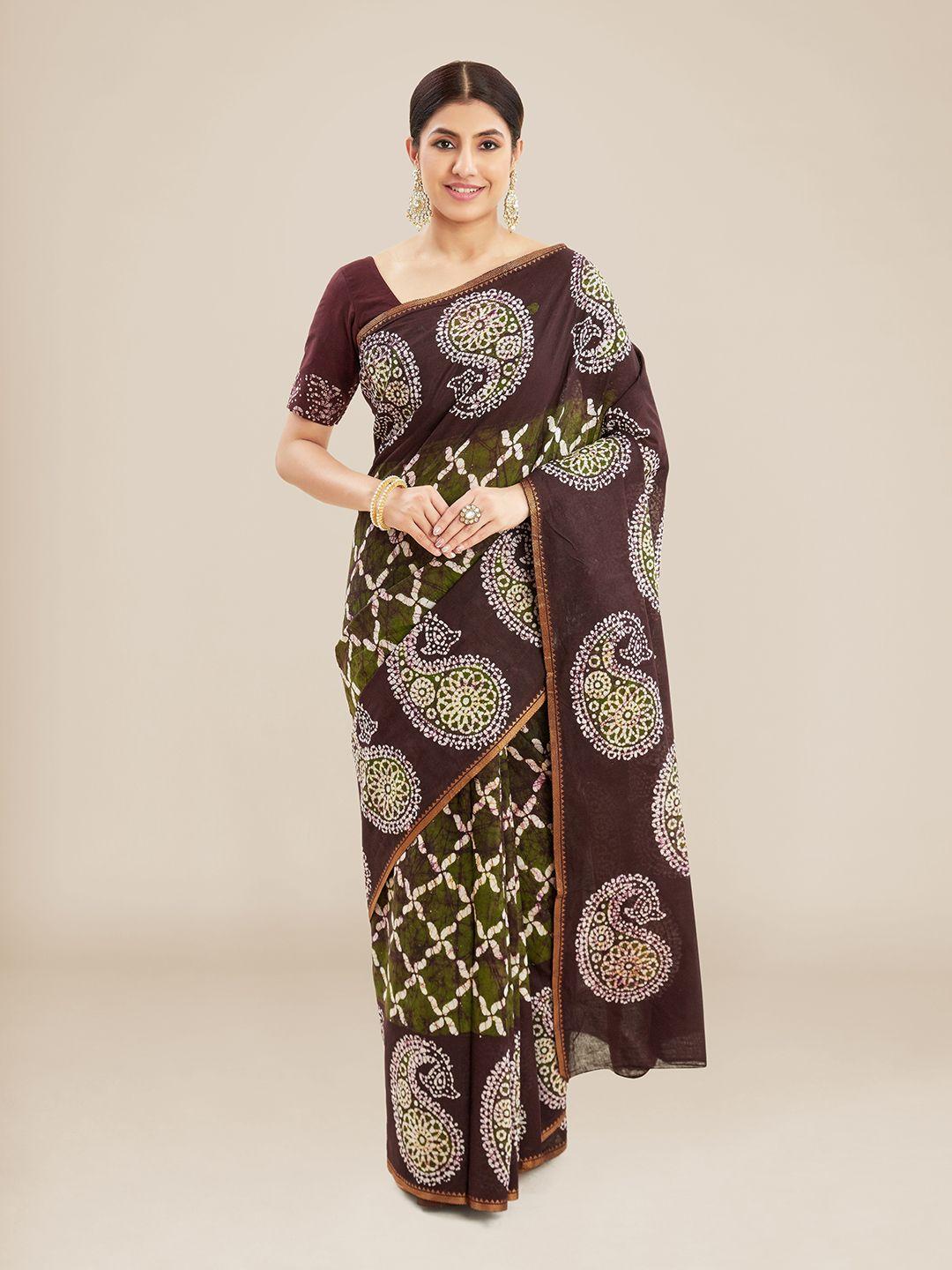 kalyan silks paisley printed zari banarasi saree