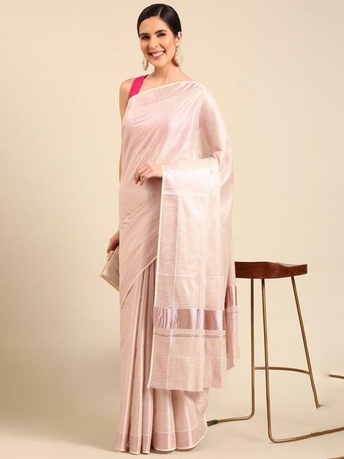 kalyan silks rose gold check saree with blouse