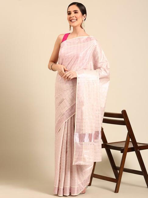 kalyan silks rose gold check saree with blouse