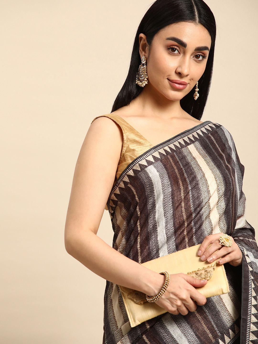 kalyan silks striped poly chiffon bagh saree