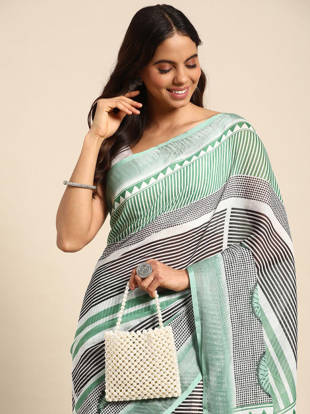 kalyan silks striped pure linen taant saree