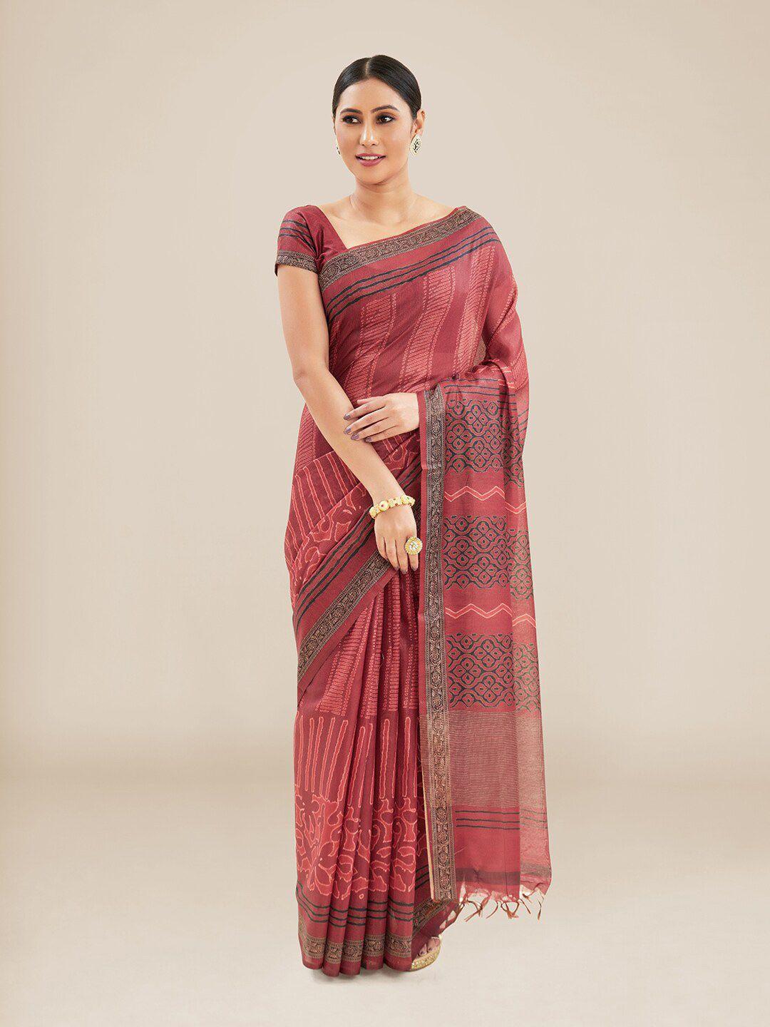 kalyan silks striped tussar saree