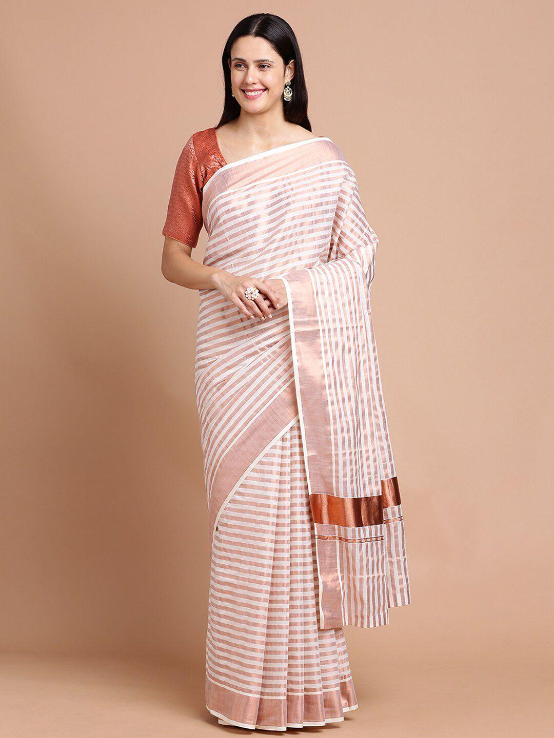 kalyan silks striped zari silk cotton saree