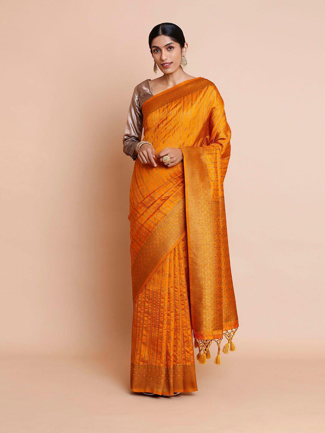 kalyan silks woven design zari chettinad saree with blouse pieces