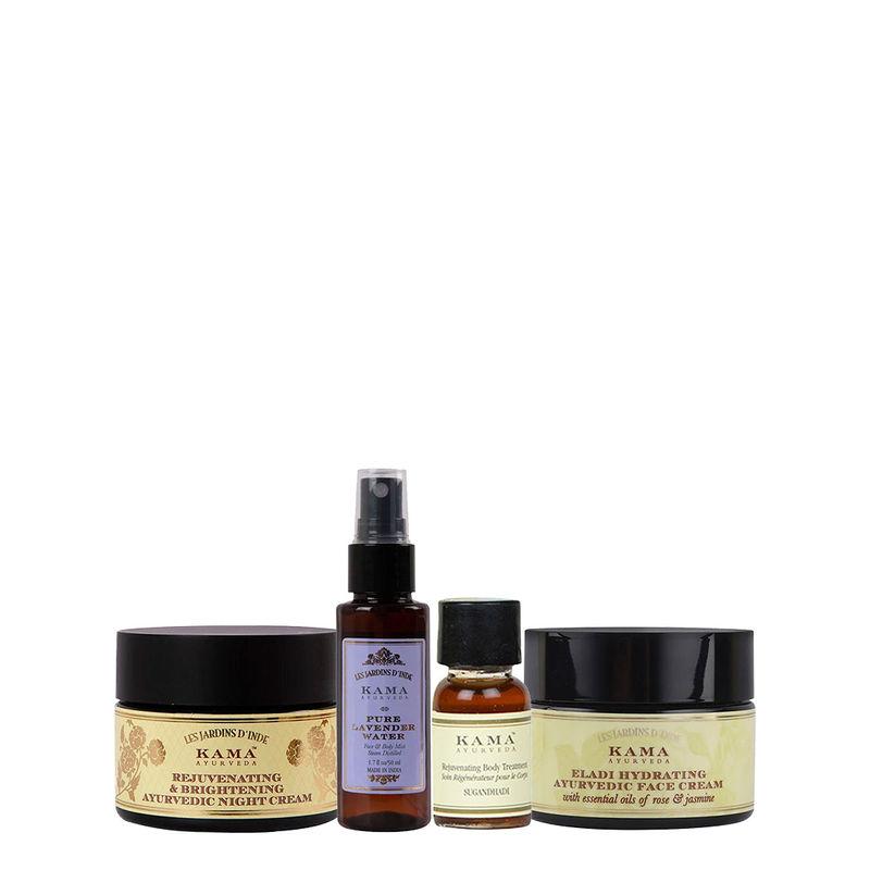 kama ayurveda day & night hydration duo with face cream, night cream and lavender water