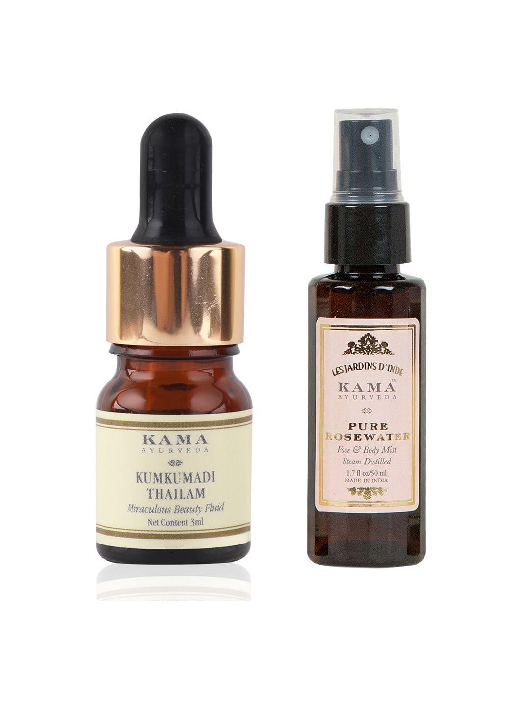 kama ayurveda set of kumkumadi thailam & rose water face-body mist