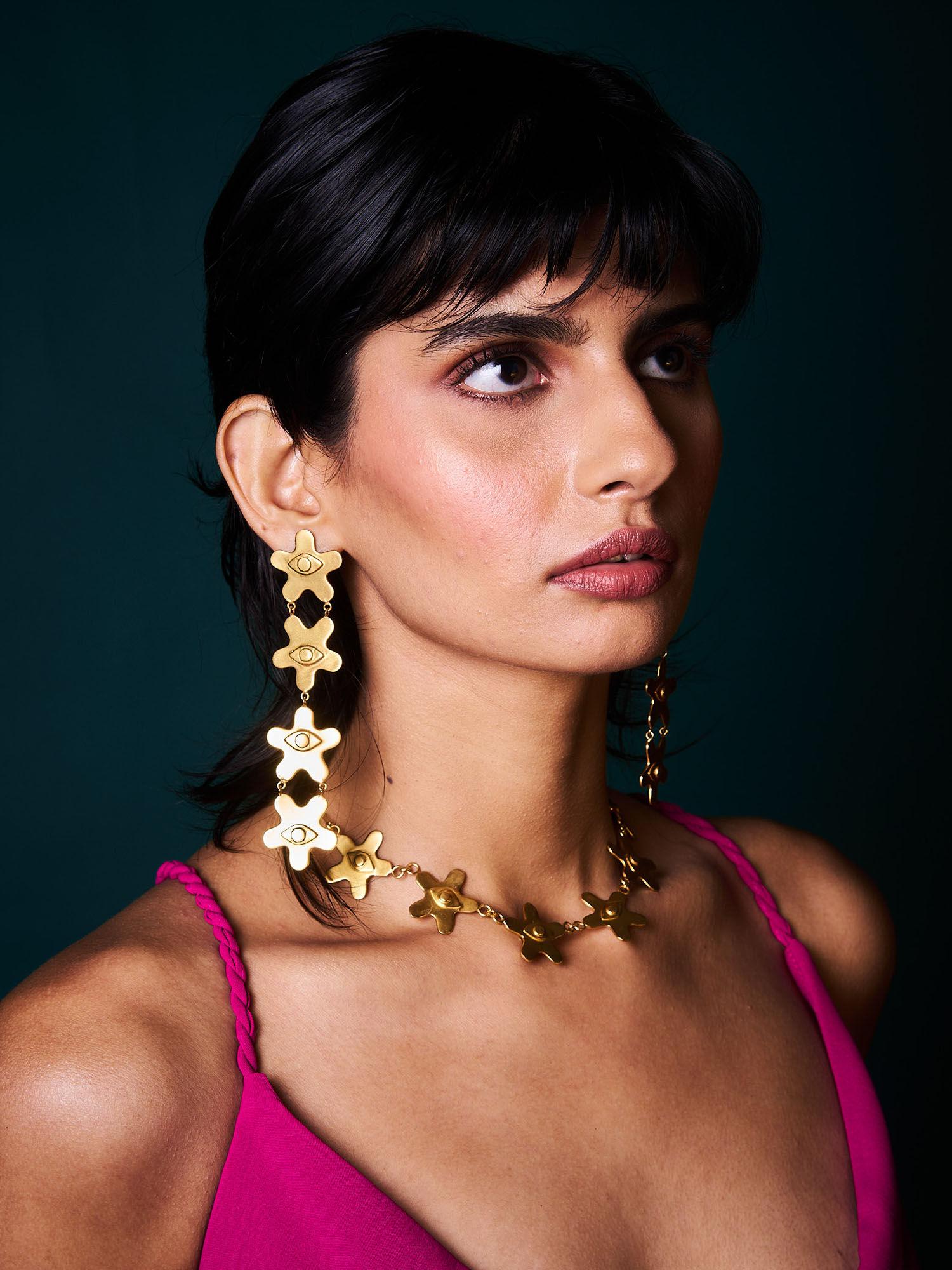 kamal aankhen jewellery set-earrings with necklace