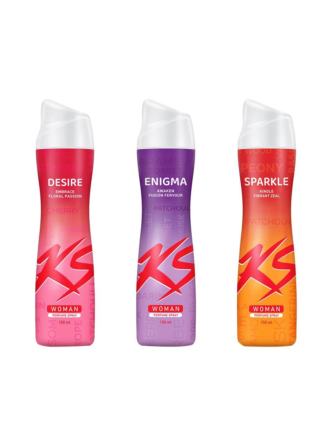 kamasutra women set of 3 deodorant spray - desire + enigma + sparkle - 150ml each
