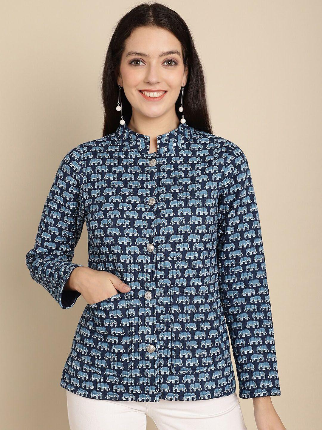 kamayra conversational printed lightweight cotton tailored jacket