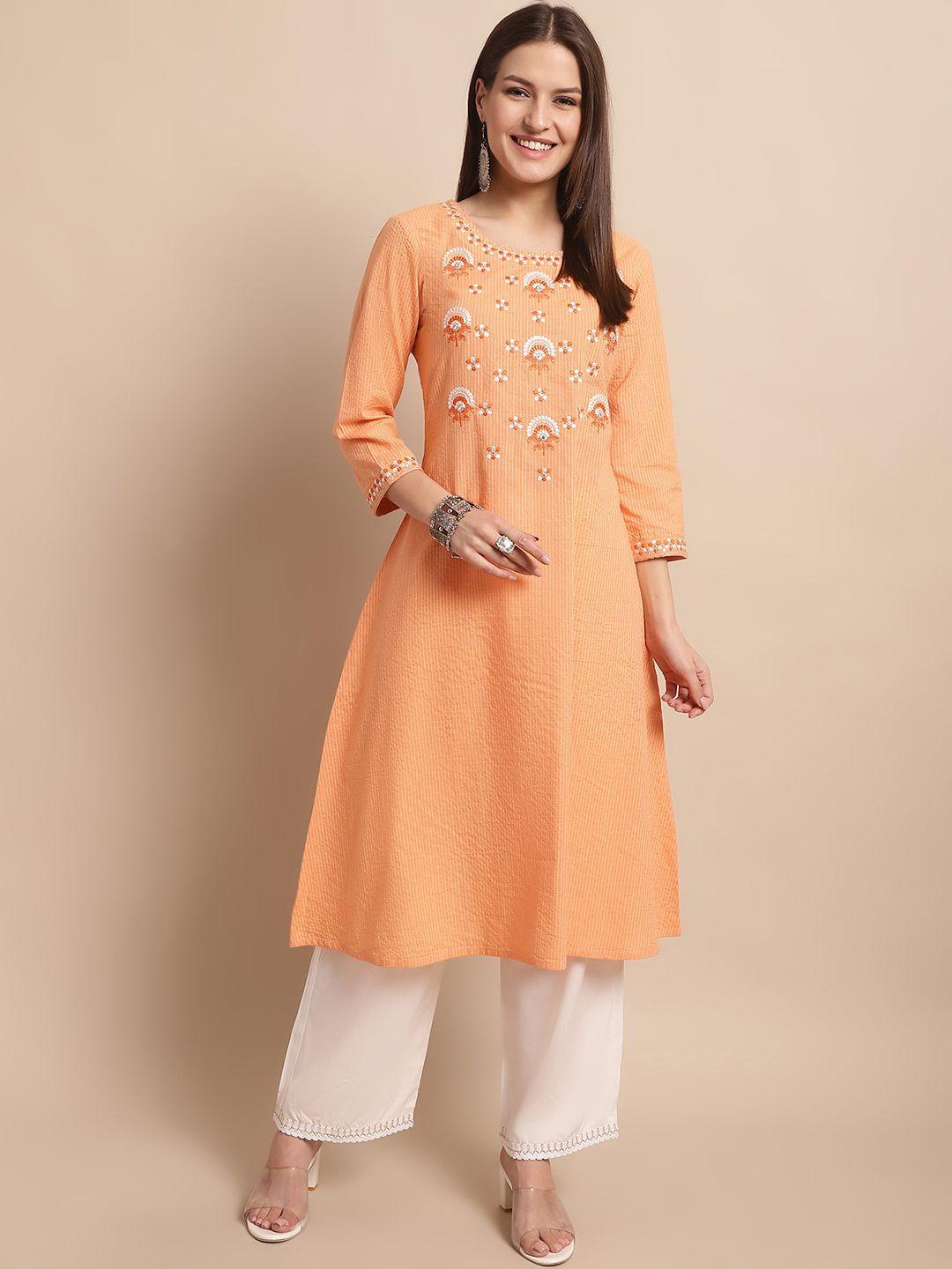 kamayra floral yoke design regular pure cotton kurta with palazzos