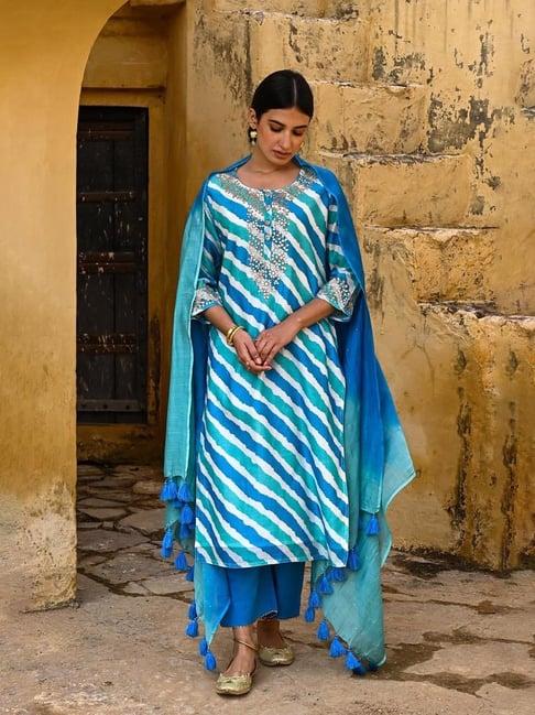 kameez by pooja blue jashn salvia kurta with pant and dupatta