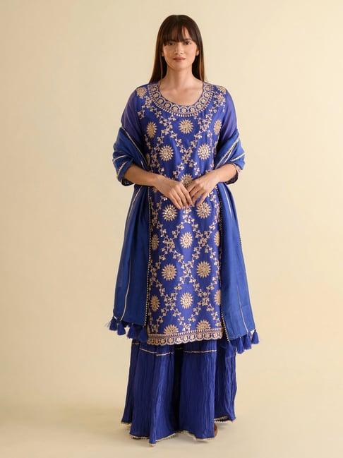 kameez by pooja blue kurta with pant and dupatta