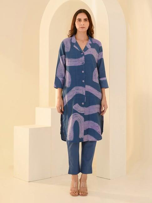 kameez by pooja blue kurta with pant