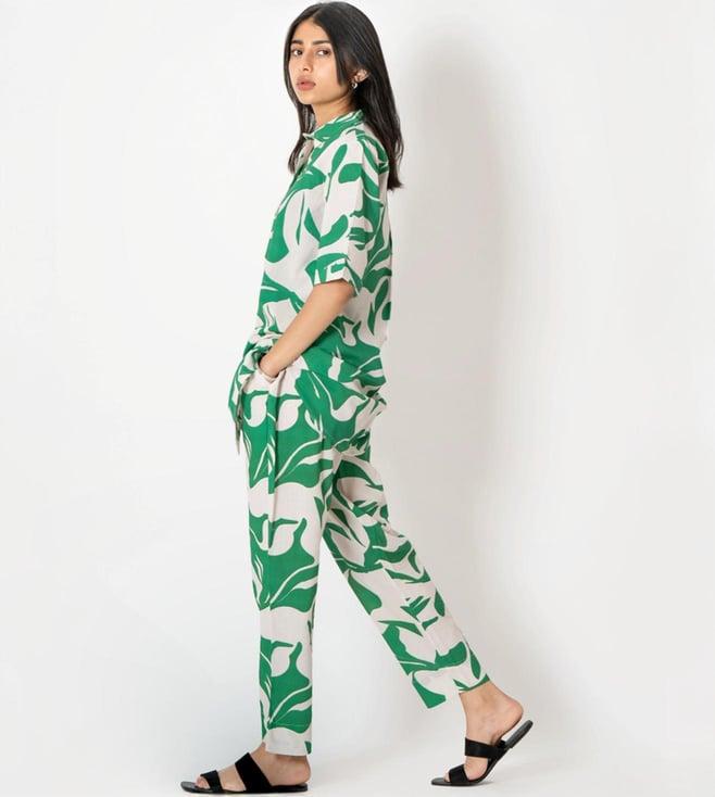 kameez by pooja green capsule 24 abstract digital print cotton shirt and pant co-ord set