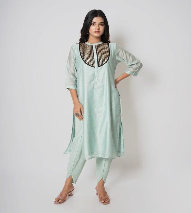 kameez by pooja green jashn kurta with pant