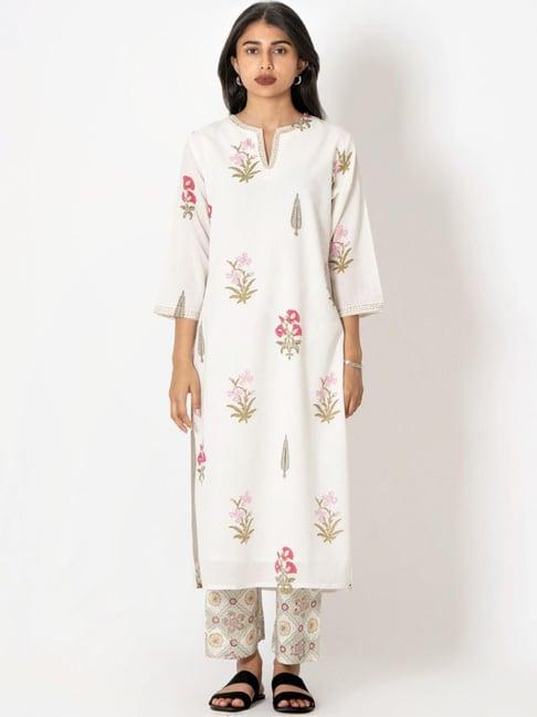 kameez by pooja ivory capsule 24 handblock print cotton kurta with pant