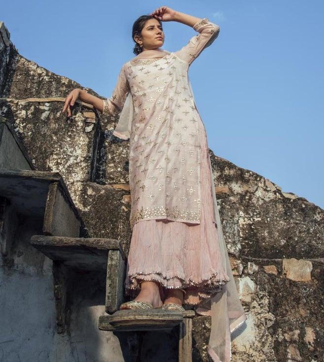 kameez by pooja pink jashn blushed hermosa kurta and inner dress with dupatta