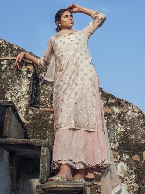 kameez by pooja pink jashn blushed hermosa kurta and inner dress with dupatta