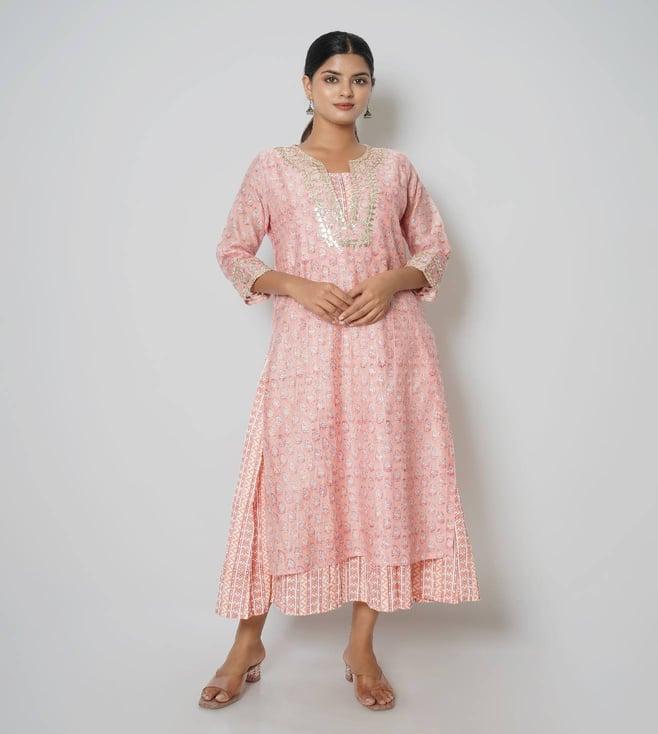 kameez by pooja pink jashn spray rose kurta with inner