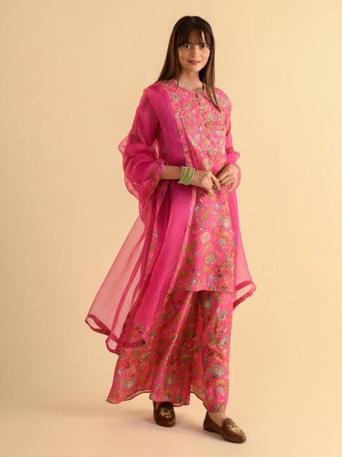 kameez by pooja pink kurta with pant and dupatta