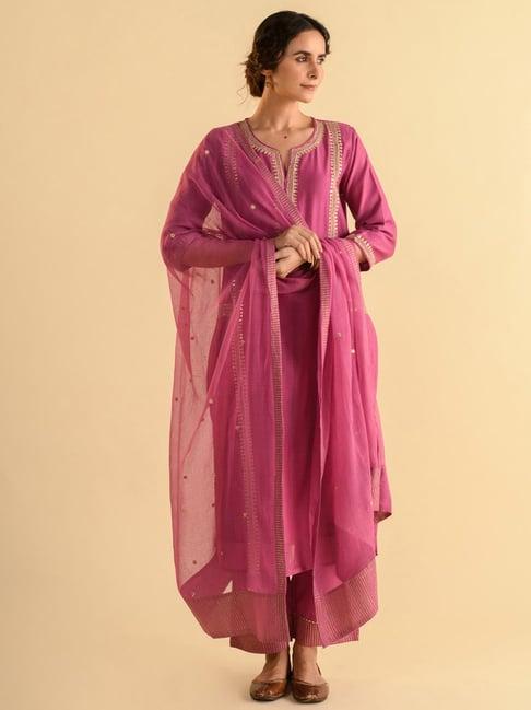 kameez by pooja pink kurta with pant and dupatta