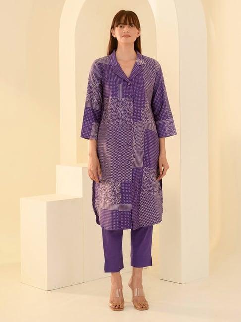 kameez by pooja purple kurta with pant