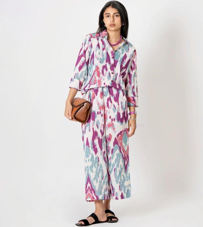 kameez by pooja white capsule 24 abstract digital print cotton shirt and pant co-ord set