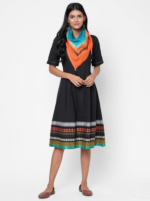 kami kubi black a-line dress with stole