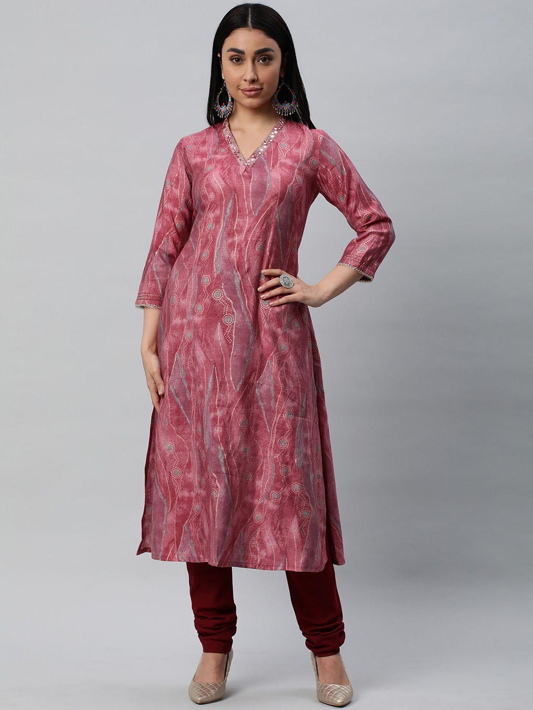 kami kubi ethnic motifs embroidered v-neck straight kurta