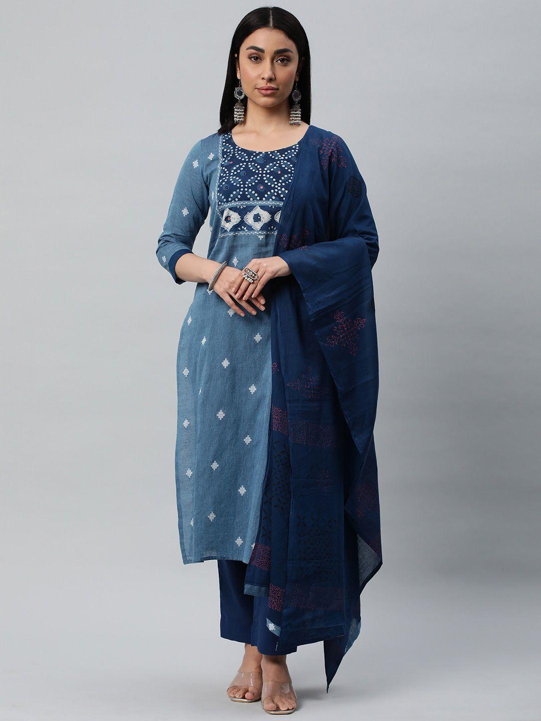 kami kubi ethnic motifs printed pure cotton unstitched dress material