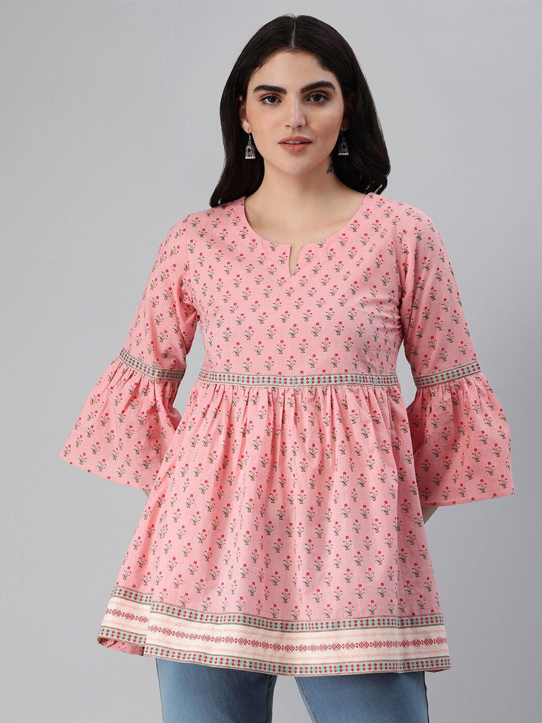 kami kubi floral printed bell sleeve cotton empire kurti